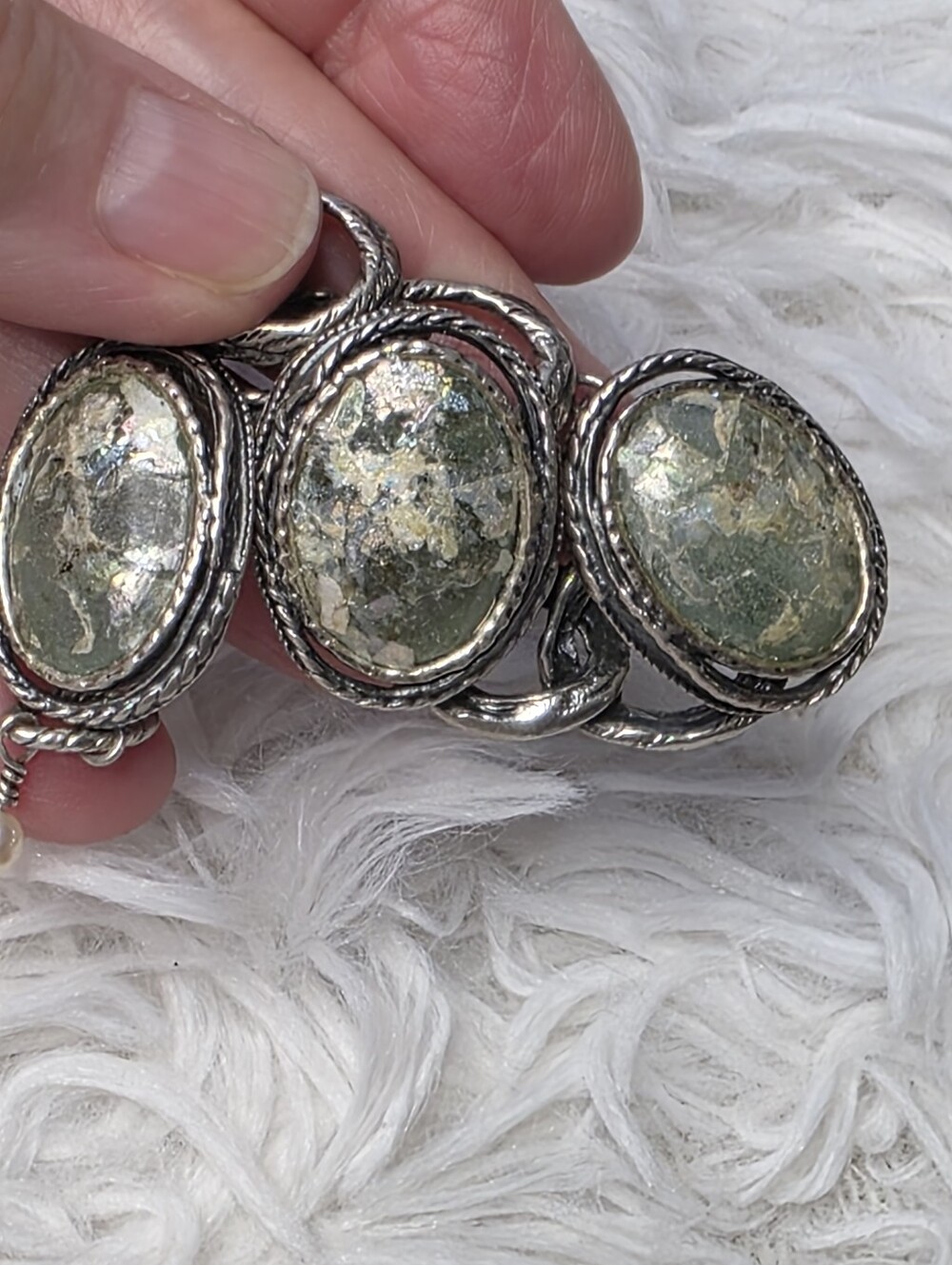 PZ Israel Roman Glass and Sterling Silver Bracelet